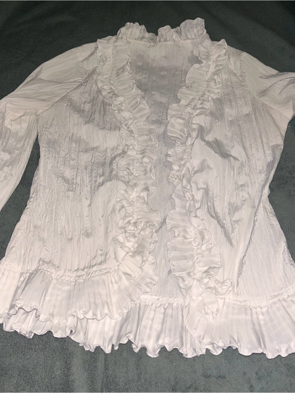 Victorian Style White Ruffled Long-Sleeve Women's Top